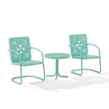 Azalea 3-Piece Retro Outdoor Chair Set - Side Table & 2 Chairs