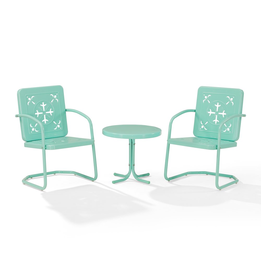 Azalea 3-Piece Retro Outdoor Chair Set - Side Table & 2 Chairs