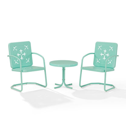 Azalea 3-Piece Retro Outdoor Chair Set - Side Table & 2 Chairs