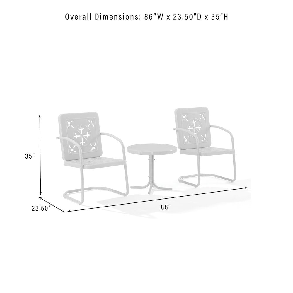 Azalea 3-Piece Retro Outdoor Chair Set - Side Table & 2 Chairs