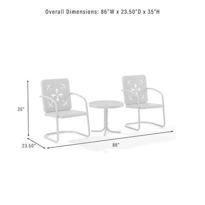 Azalea 3-Piece Retro Outdoor Chair Set - Side Table & 2 Chairs