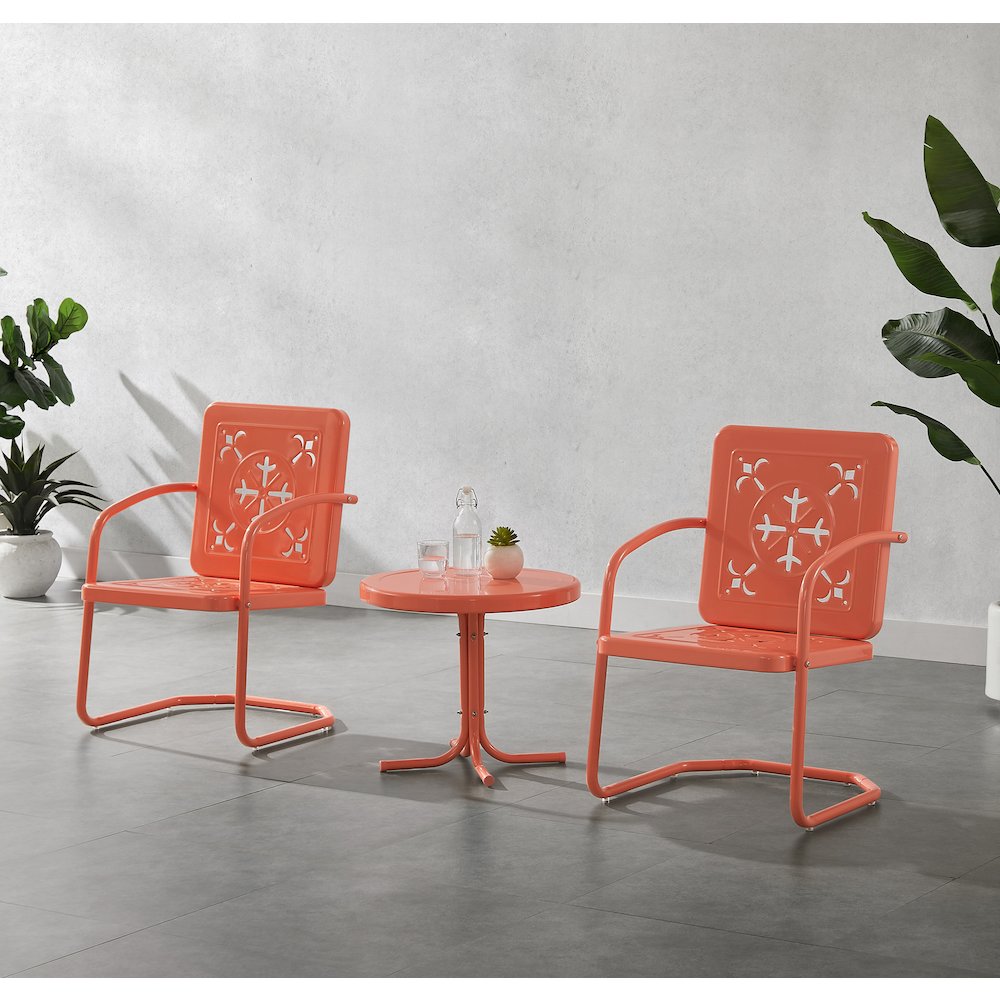 Azalea 3-Piece Retro Outdoor Chair Set - Side Table & 2 Chairs