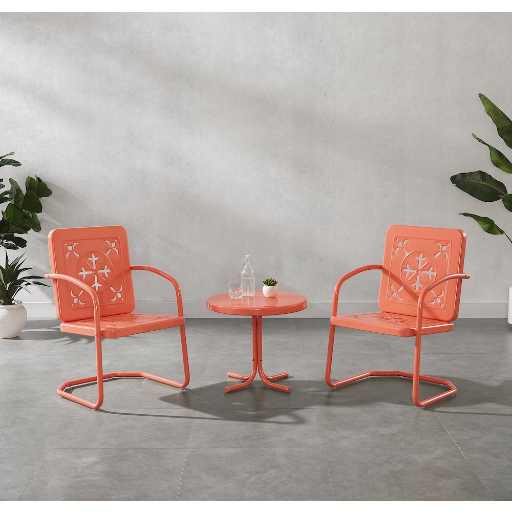 Azalea 3-Piece Retro Outdoor Chair Set - Side Table & 2 Chairs