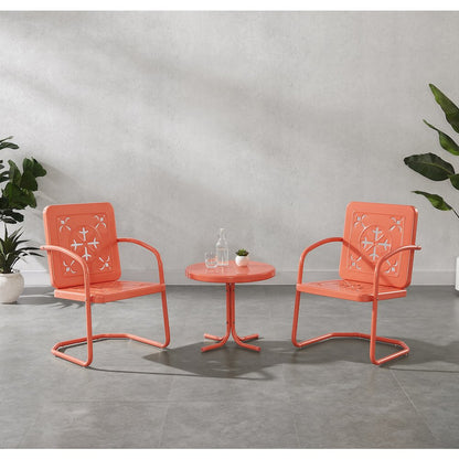 Azalea 3-Piece Retro Outdoor Chair Set - Side Table & 2 Chairs