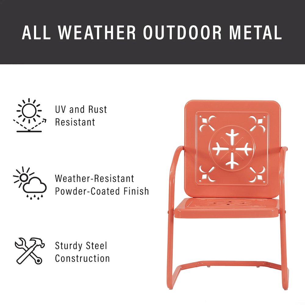 Azalea 3-Piece Retro Outdoor Chair Set - Side Table & 2 Chairs