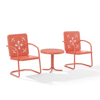 Azalea 3-Piece Retro Outdoor Chair Set - Side Table & 2 Chairs