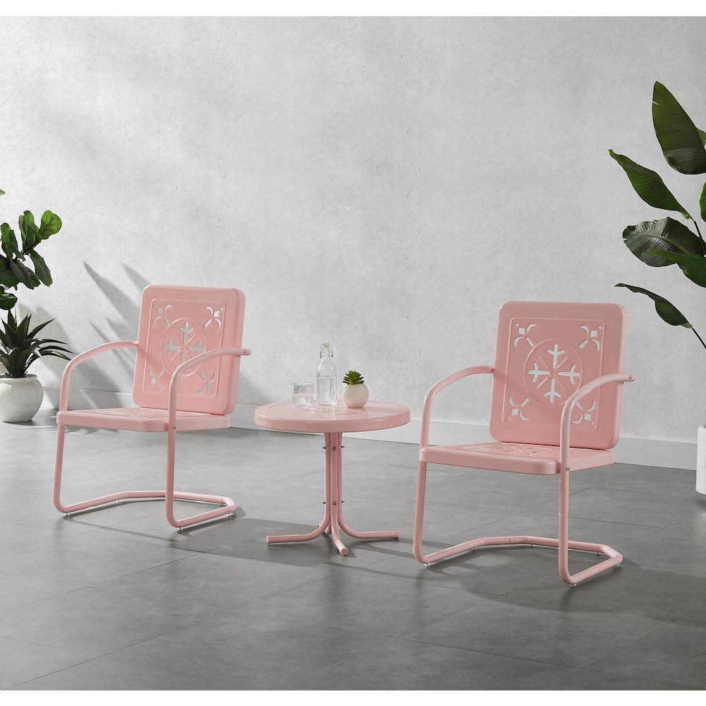 Azalea 3-Piece Retro Outdoor Chair Set - Side Table & 2 Chairs