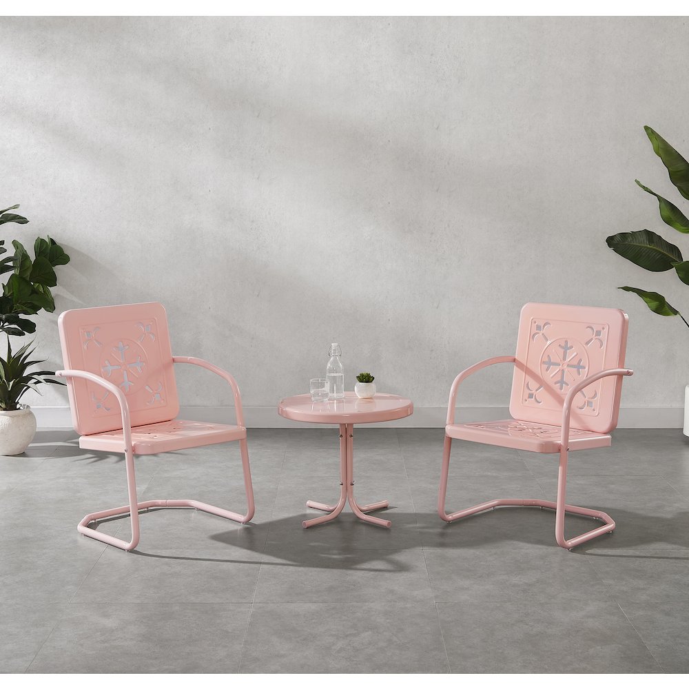 Azalea 3-Piece Retro Outdoor Chair Set - Side Table & 2 Chairs