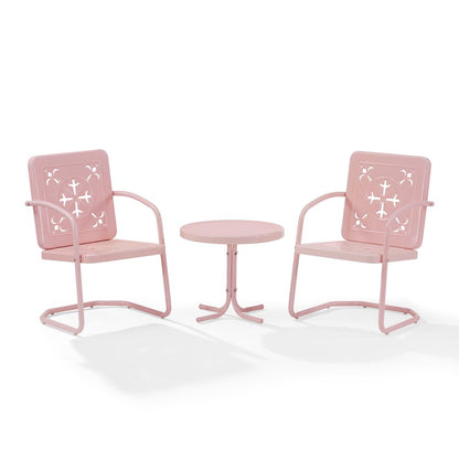 Azalea 3-Piece Retro Outdoor Chair Set - Side Table & 2 Chairs