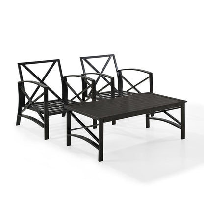 Kaplan 3Pc Outdoor Chair Set - Coffee Table & 2 Chairs