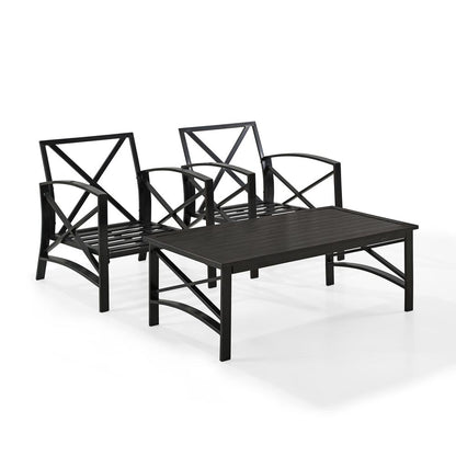 Kaplan 3Pc Outdoor Chair Set - Coffee Table & 2 Chairs