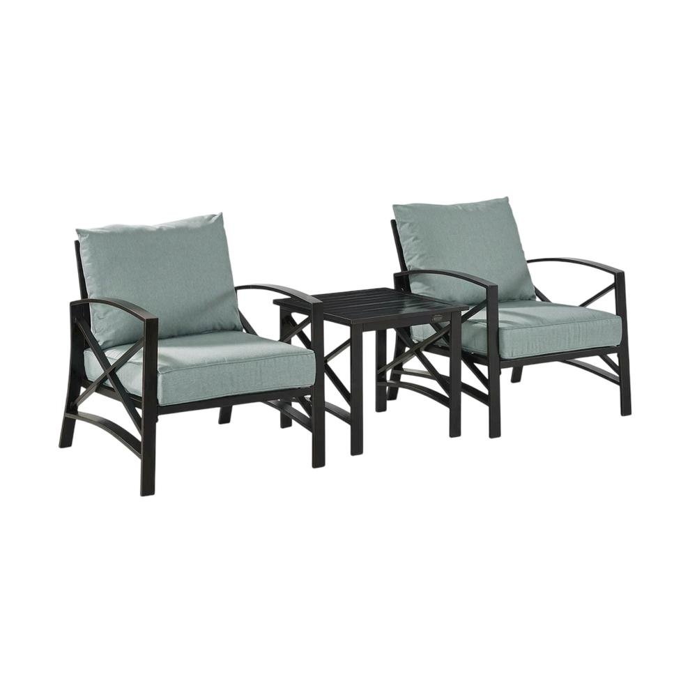 Outdoor Furniture Set with Side Table and 2 Chairs in Oil Rubbed Bronze Finish