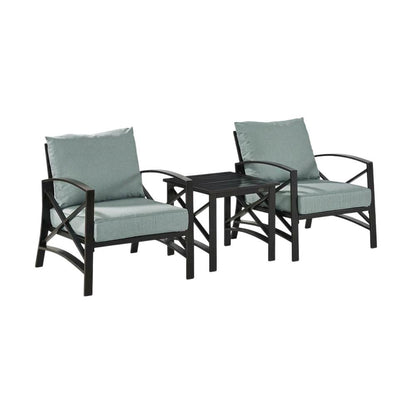 Outdoor Furniture Set with Side Table and 2 Chairs in Oil Rubbed Bronze Finish