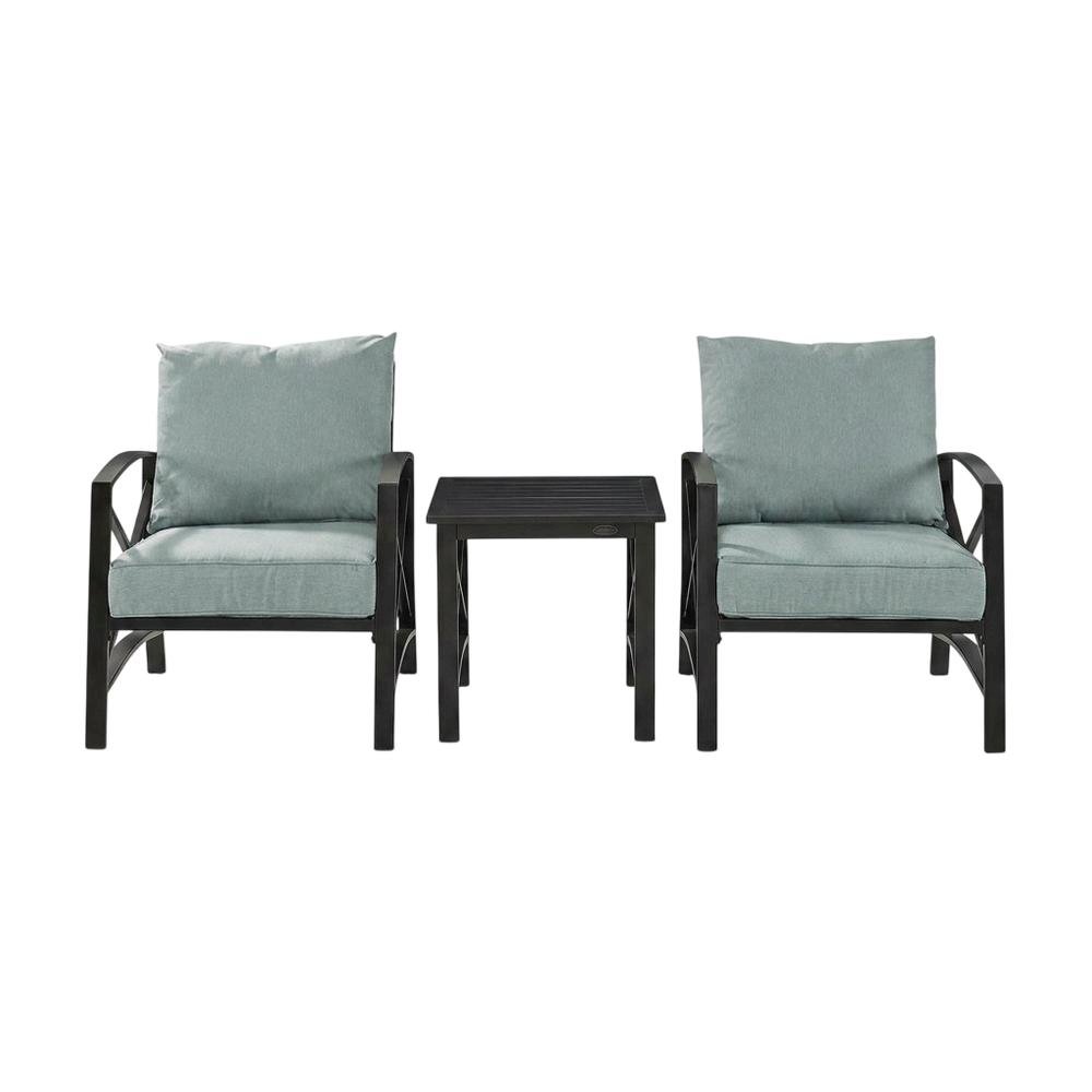 Outdoor Furniture Set with Side Table and 2 Chairs in Oil Rubbed Bronze Finish