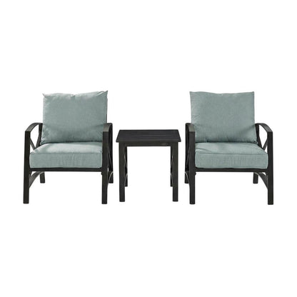 Outdoor Furniture Set with Side Table and 2 Chairs in Oil Rubbed Bronze Finish