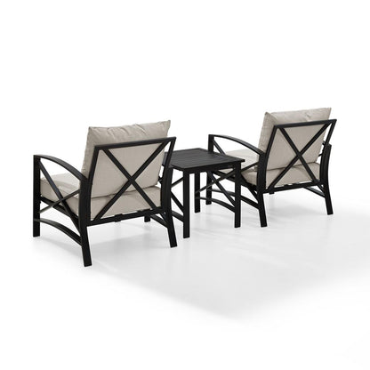 Kaplan 3Pc Outdoor Chair Set - Side Table & 2 Chairs