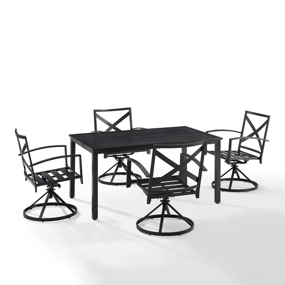 Kaplan 5Pc Outdoor Dining Set - Table & 4 Swivel Chairs