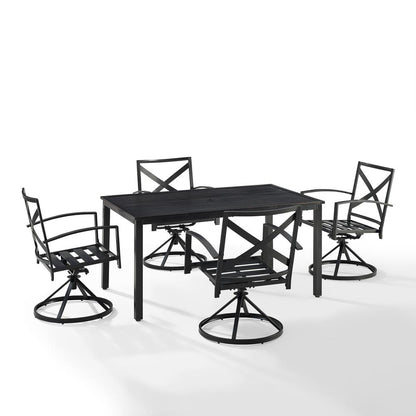 Kaplan 5Pc Outdoor Dining Set - Table & 4 Swivel Chairs