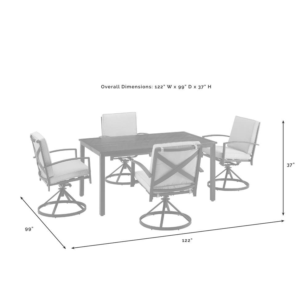 Kaplan 5Pc Outdoor Dining Set - Table & 4 Swivel Chairs