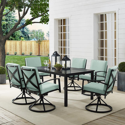 Kaplan 7Pc Outdoor Dining Set - Table & 6 Swivel Chairs
