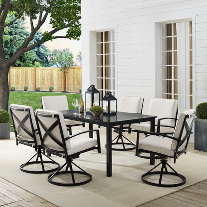 Kaplan 7Pc Outdoor Dining Set - Table & 6 Swivel Chairs