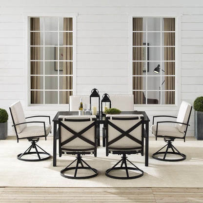 Kaplan 7Pc Outdoor Dining Set - Table & 6 Swivel Chairs