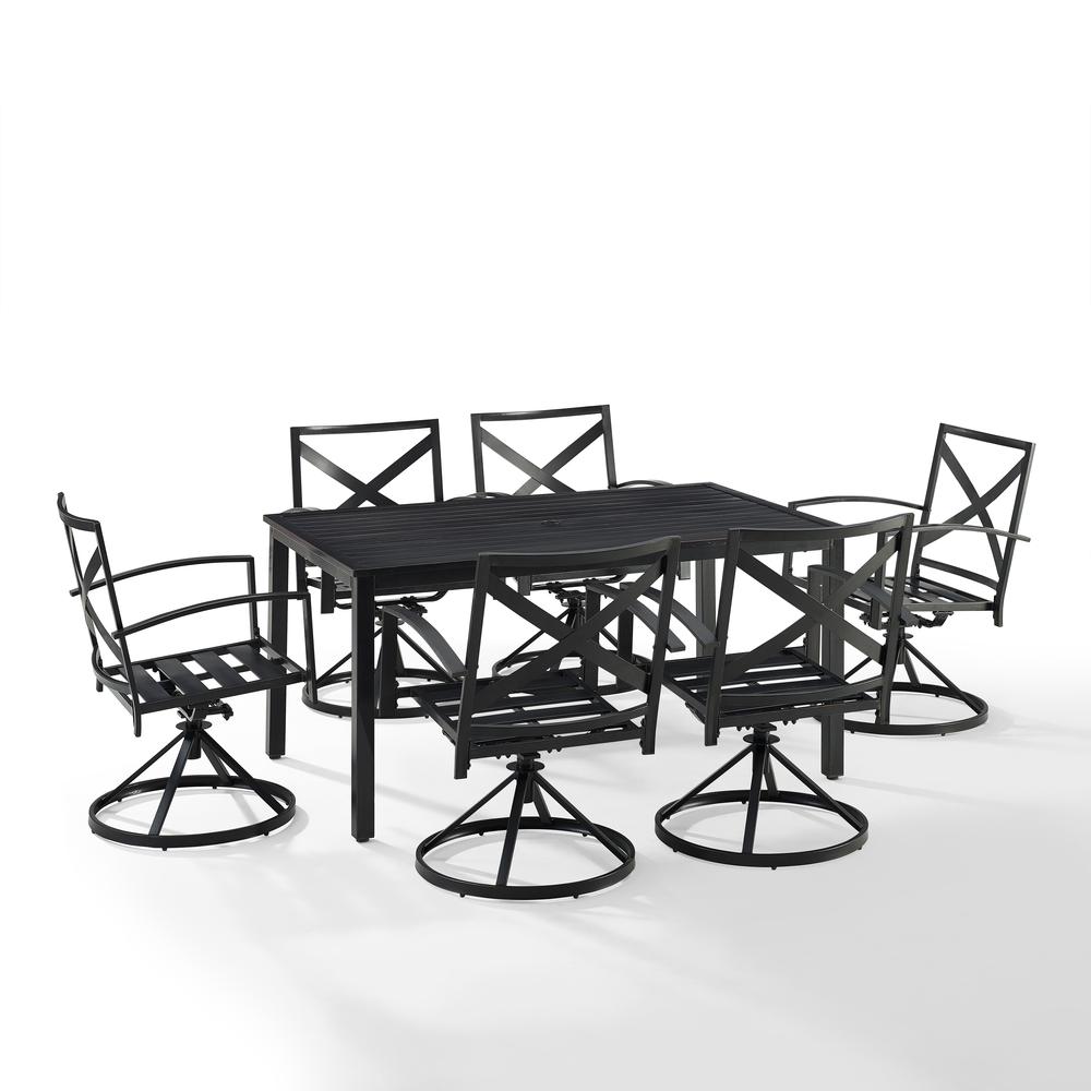 Kaplan 7Pc Outdoor Dining Set - Table & 6 Swivel Chairs