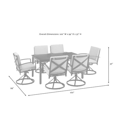 Kaplan 7Pc Outdoor Dining Set - Table & 6 Swivel Chairs