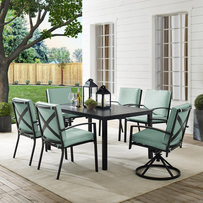 Kaplan 7Pc Outdoor Dining Set - Table, 2 Swivel Chairs, & 4 Regular Chairs