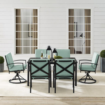 Kaplan 7Pc Outdoor Dining Set - Table, 2 Swivel Chairs, & 4 Regular Chairs