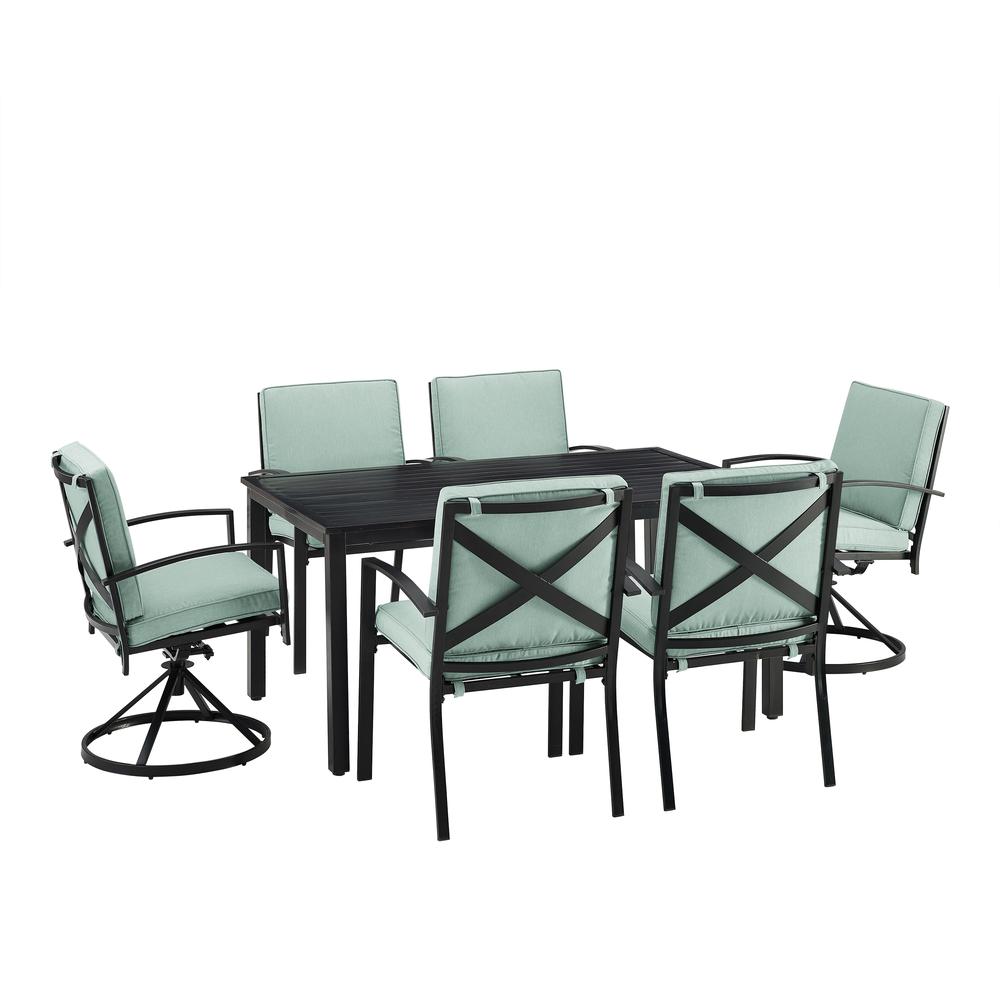 Kaplan 7Pc Outdoor Dining Set - Table, 2 Swivel Chairs, & 4 Regular Chairs