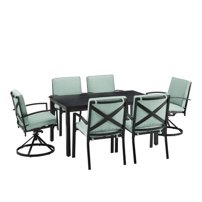 Kaplan 7Pc Outdoor Dining Set - Table, 2 Swivel Chairs, & 4 Regular Chairs
