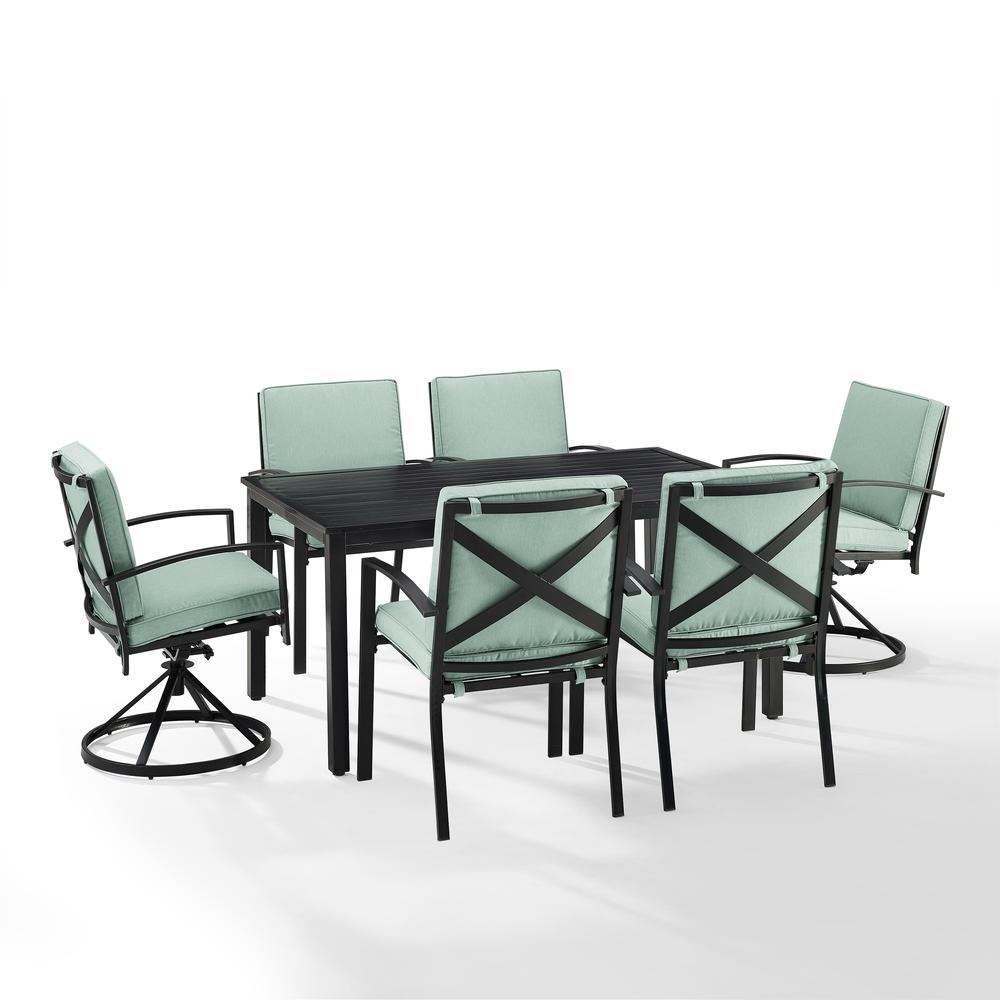 Kaplan 7Pc Outdoor Dining Set - Table, 2 Swivel Chairs, & 4 Regular Chairs