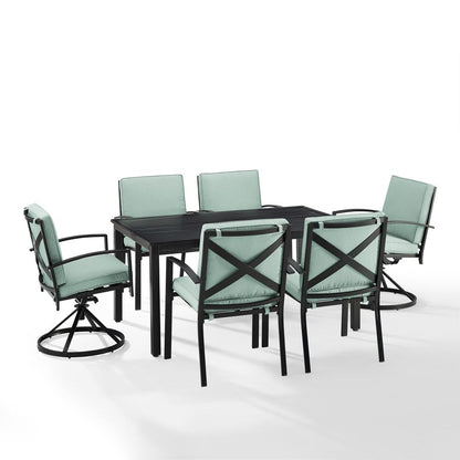 Kaplan 7Pc Outdoor Dining Set - Table, 2 Swivel Chairs, & 4 Regular Chairs