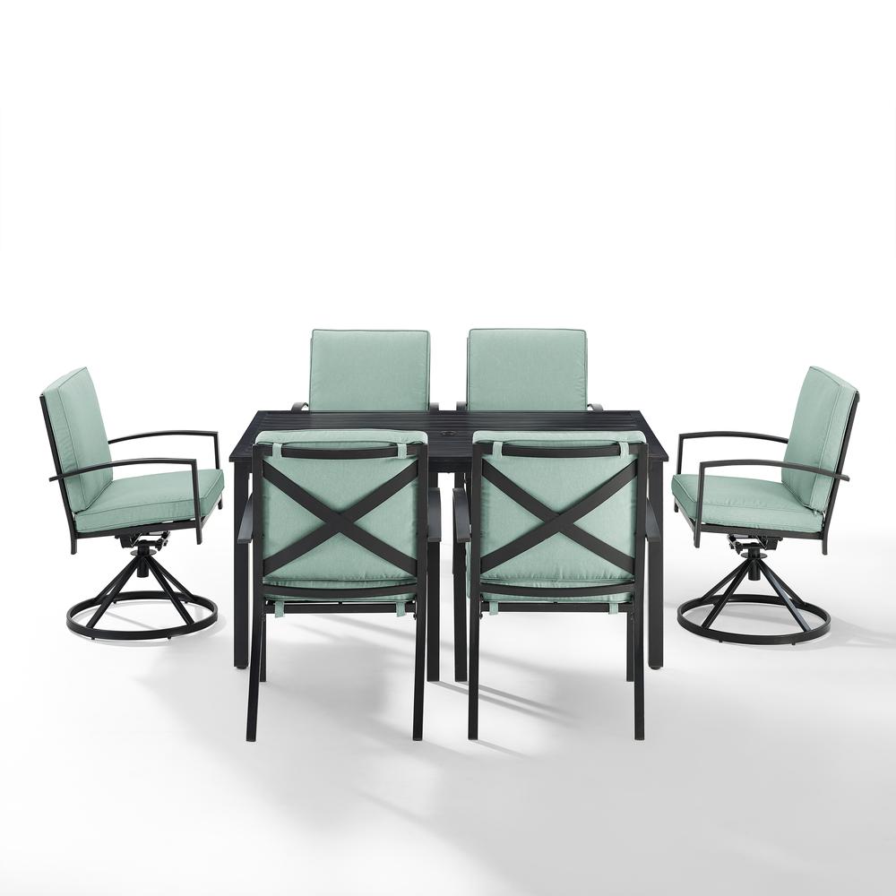 Kaplan 7Pc Outdoor Dining Set - Table, 2 Swivel Chairs, & 4 Regular Chairs