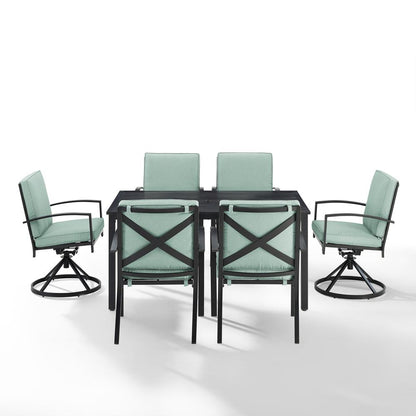 Kaplan 7Pc Outdoor Dining Set - Table, 2 Swivel Chairs, & 4 Regular Chairs