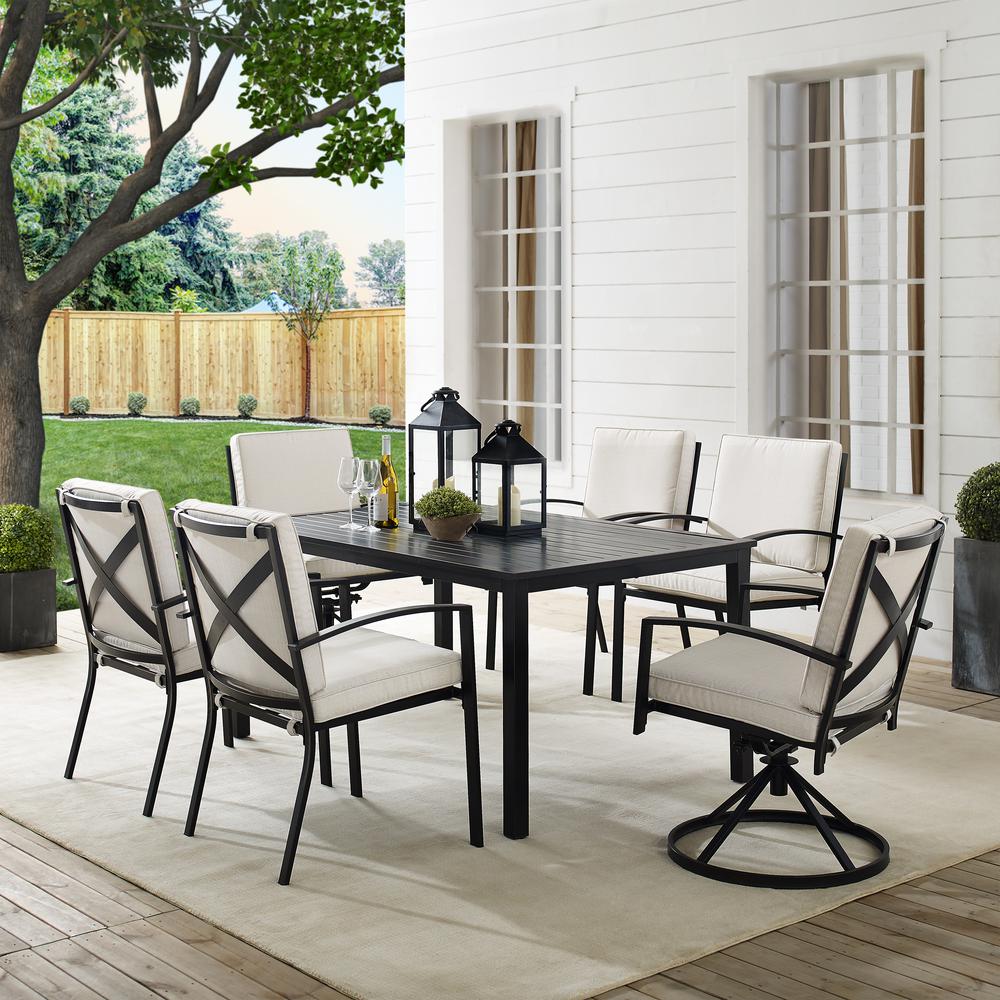 Kaplan 7Pc Outdoor Dining Set - Table, 2 Swivel Chairs, & 4 Regular Chairs