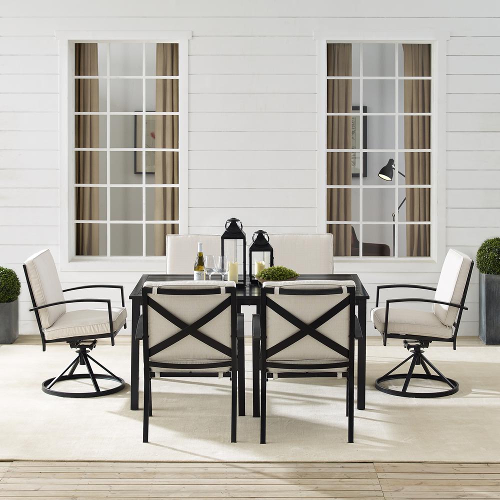 Kaplan 7Pc Outdoor Dining Set - Table, 2 Swivel Chairs, & 4 Regular Chairs