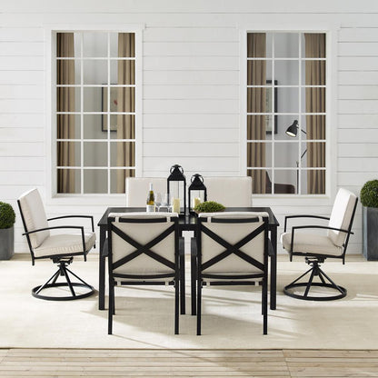 Kaplan 7Pc Outdoor Dining Set - Table, 2 Swivel Chairs, & 4 Regular Chairs