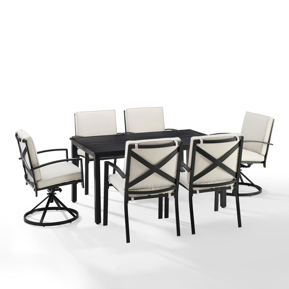Kaplan 7Pc Outdoor Dining Set - Table, 2 Swivel Chairs, & 4 Regular Chairs
