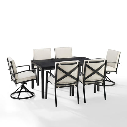 Kaplan 7Pc Outdoor Dining Set - Table, 2 Swivel Chairs, & 4 Regular Chairs