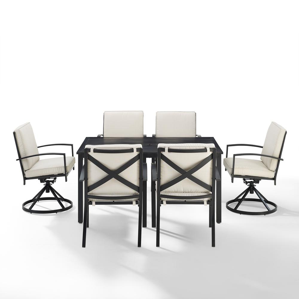 Kaplan 7Pc Outdoor Dining Set - Table, 2 Swivel Chairs, & 4 Regular Chairs