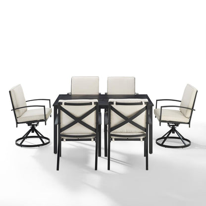Kaplan 7Pc Outdoor Dining Set - Table, 2 Swivel Chairs, & 4 Regular Chairs
