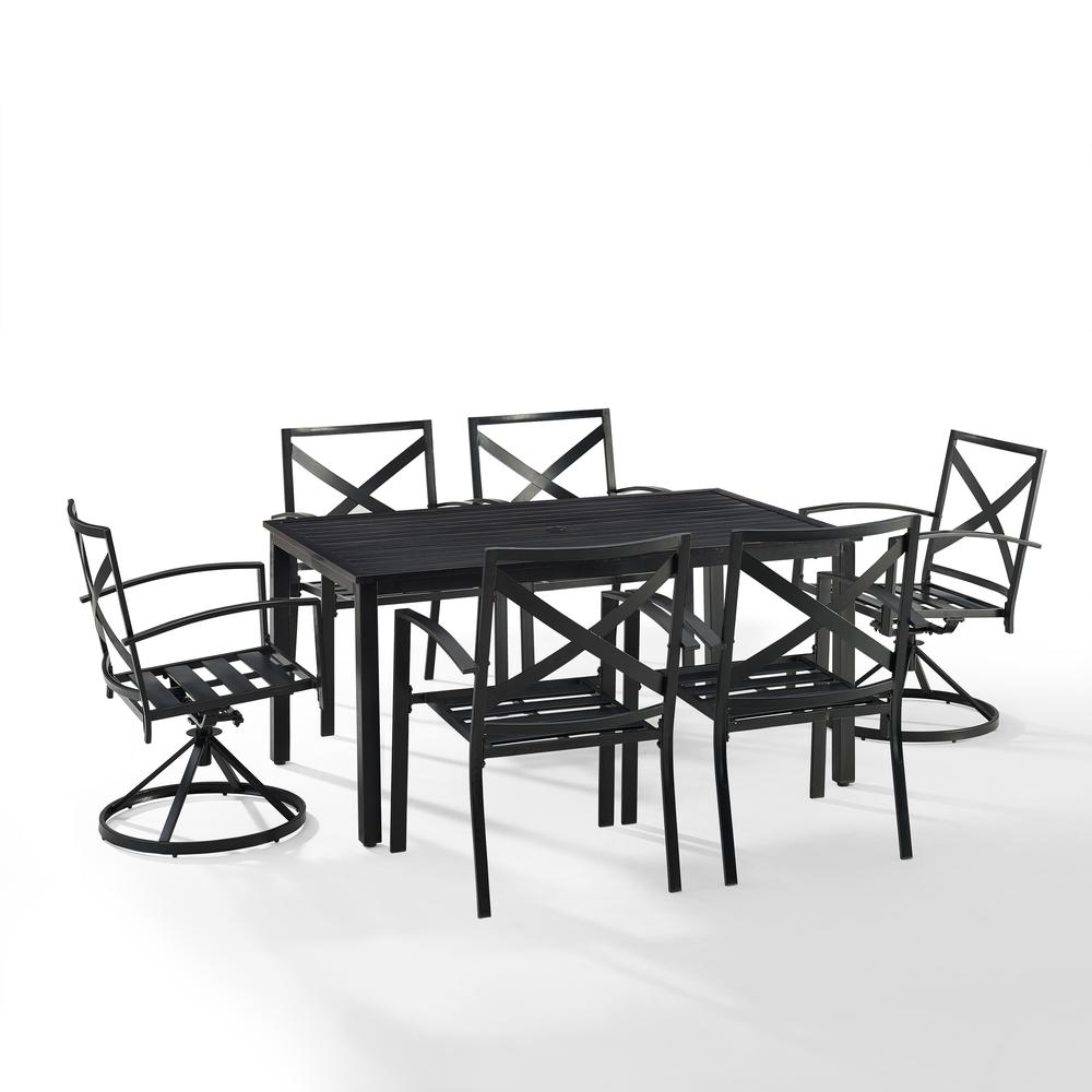 Kaplan 7Pc Outdoor Dining Set - Table, 2 Swivel Chairs, & 4 Regular Chairs