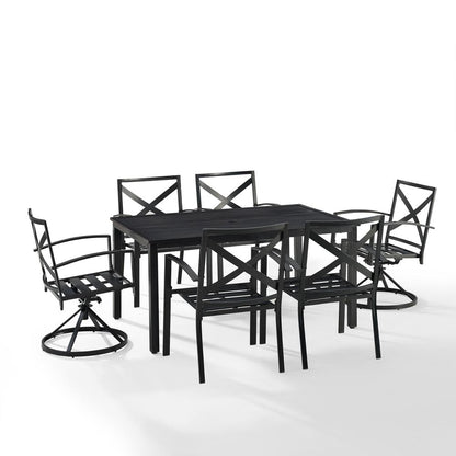 Kaplan 7Pc Outdoor Dining Set - Table, 2 Swivel Chairs, & 4 Regular Chairs