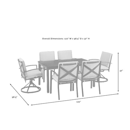Kaplan 7Pc Outdoor Dining Set - Table, 2 Swivel Chairs, & 4 Regular Chairs