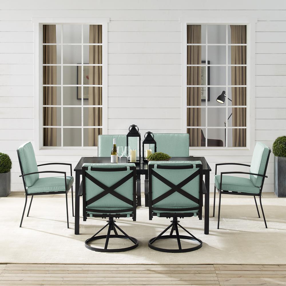 Kaplan 7Pc Outdoor Dining Set Mist/Oil Rubbed Bronze - Table, 4 Swivel Chairs, & 2 Regular Chairs