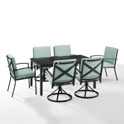 Kaplan 7Pc Outdoor Dining Set Mist/Oil Rubbed Bronze - Table, 4 Swivel Chairs, & 2 Regular Chairs