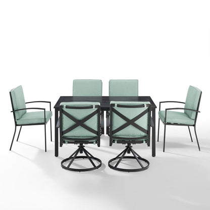 Kaplan 7Pc Outdoor Dining Set Mist/Oil Rubbed Bronze - Table, 4 Swivel Chairs, & 2 Regular Chairs