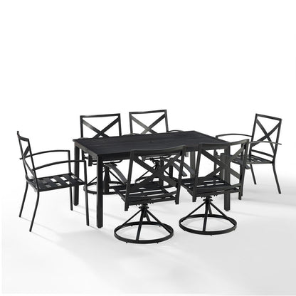 Kaplan 7Pc Outdoor Dining Set - Table, 4 Swivel Chairs, & 2 Regular Chairs